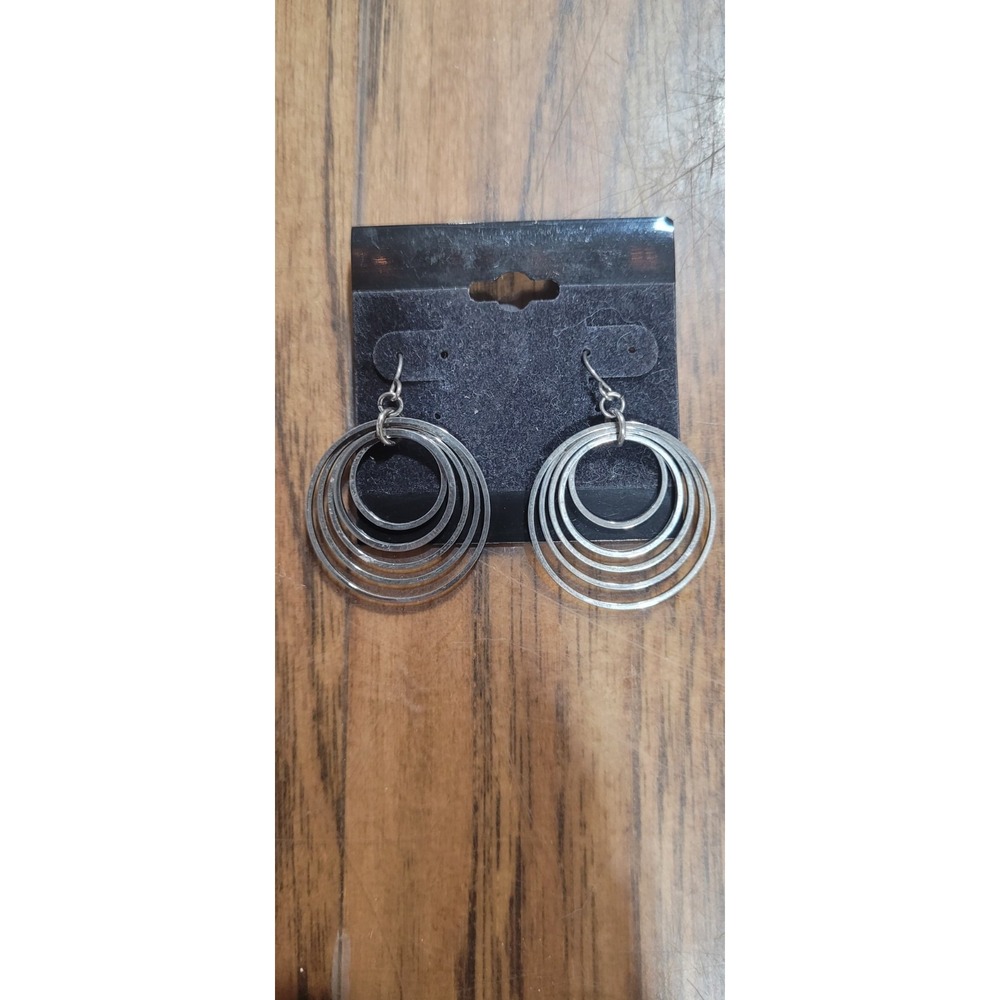 Sterling Silver Graduated Circles 1.5" Dangle Drop Hook Earrings